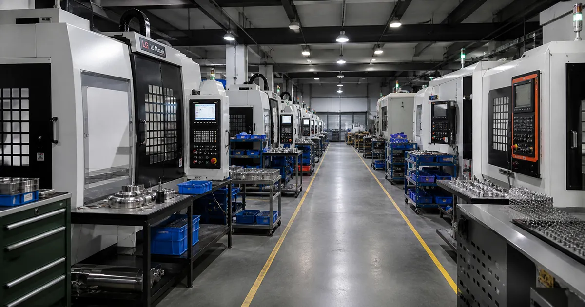 CNC machining workshop for precision metal parts production