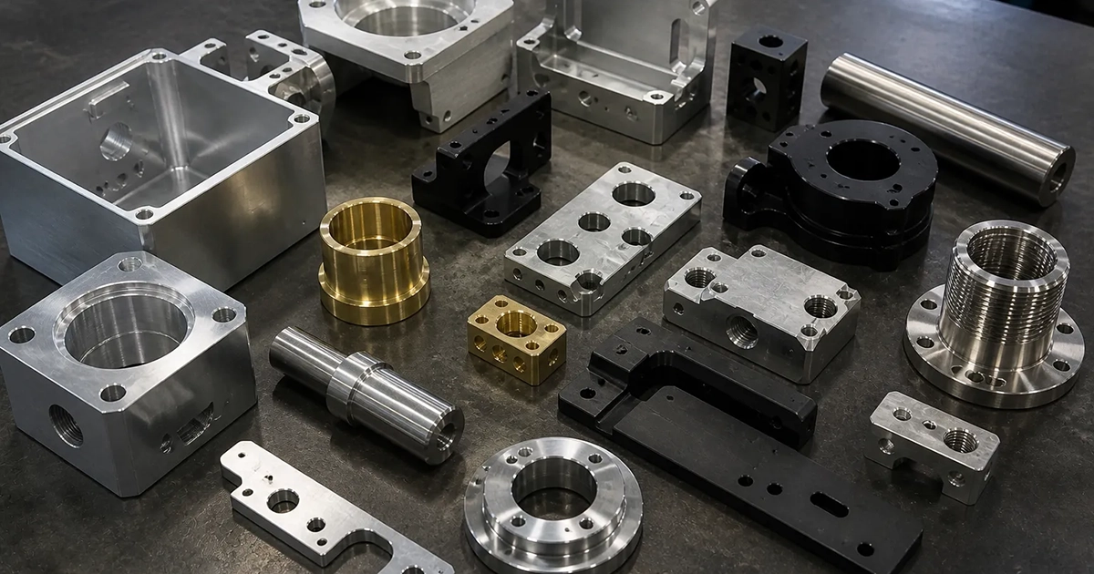 CNC machining materials including aluminum and stainless steel components