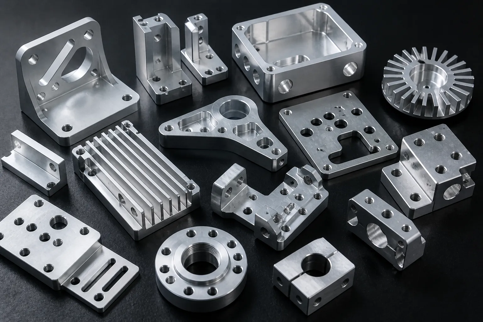 aluminum CNC machined parts including brackets housings and fixtures