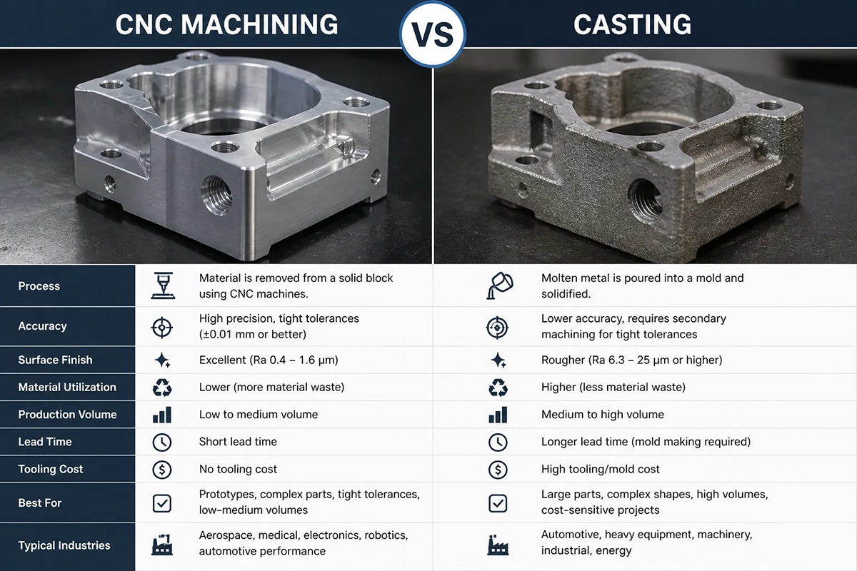 CNC vs casting differences cost accuracy comparison