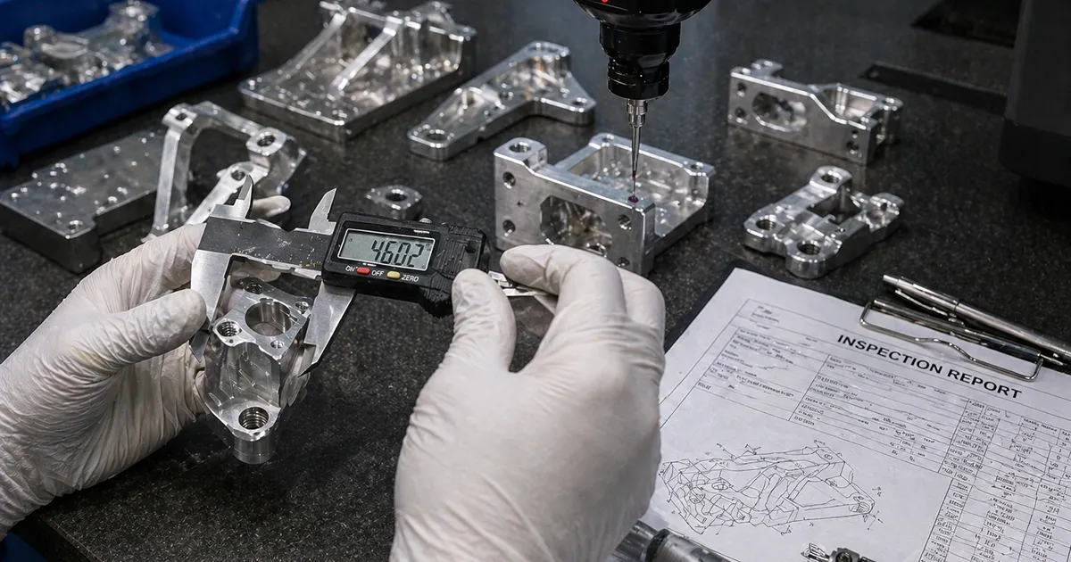 inspection and review of CNC machined custom metal parts before shipment