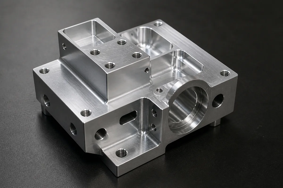precision CNC machined aluminum bracket for automotive mounting application