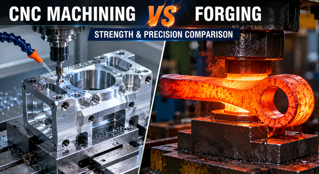 CNC machining vs forging strength and precision comparison