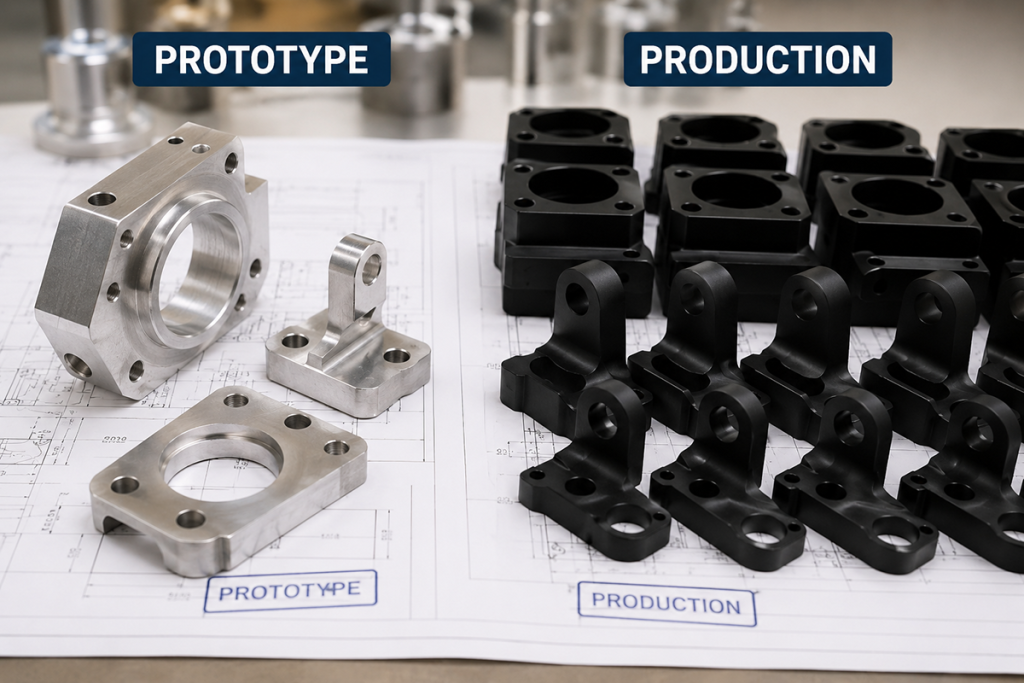 CNC machining for prototypes vs production comparison