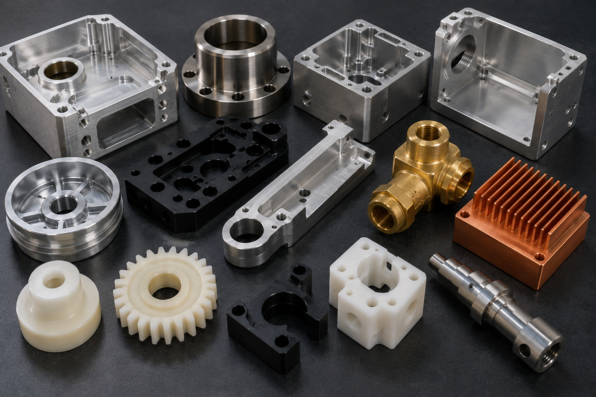 Engineer comparing CNC machining material samples