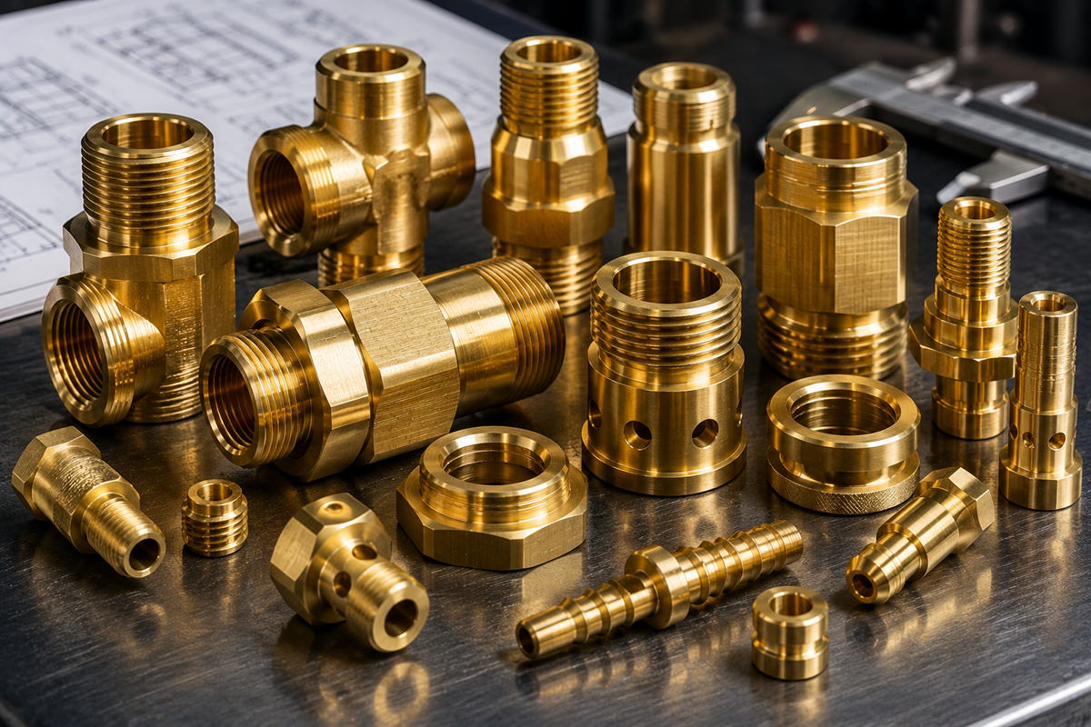 CNC machined brass fittings and threaded components