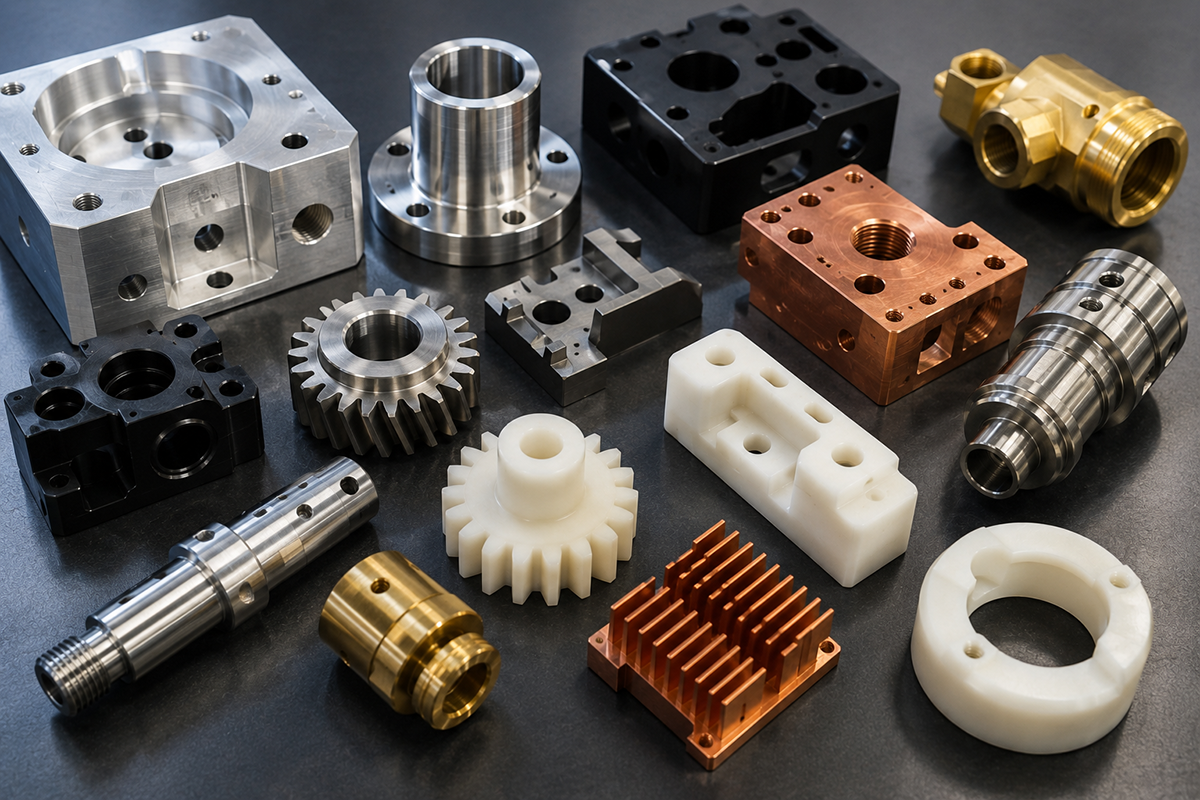 CNC machined parts made from different materials